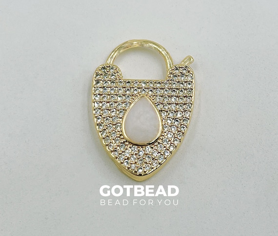 Dainty Teardrop Padlock Clasp, 18K Gold Lock Clasp, Teardrop