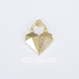 18K Gold Filled  Plated 3D Heart Charm Pendant, Micro Pave Heart Charm For Necklace Bracelet Earring Component, 24x20mm, CP1472