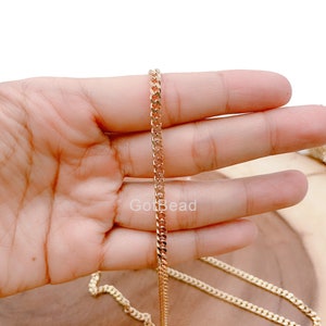 24K Gold  Chunky Curb Chain by Yard, Cuban Curb Chain by Foot, Wholesale bulk Roll Chain for Jewelry Making, 4mm, CH148