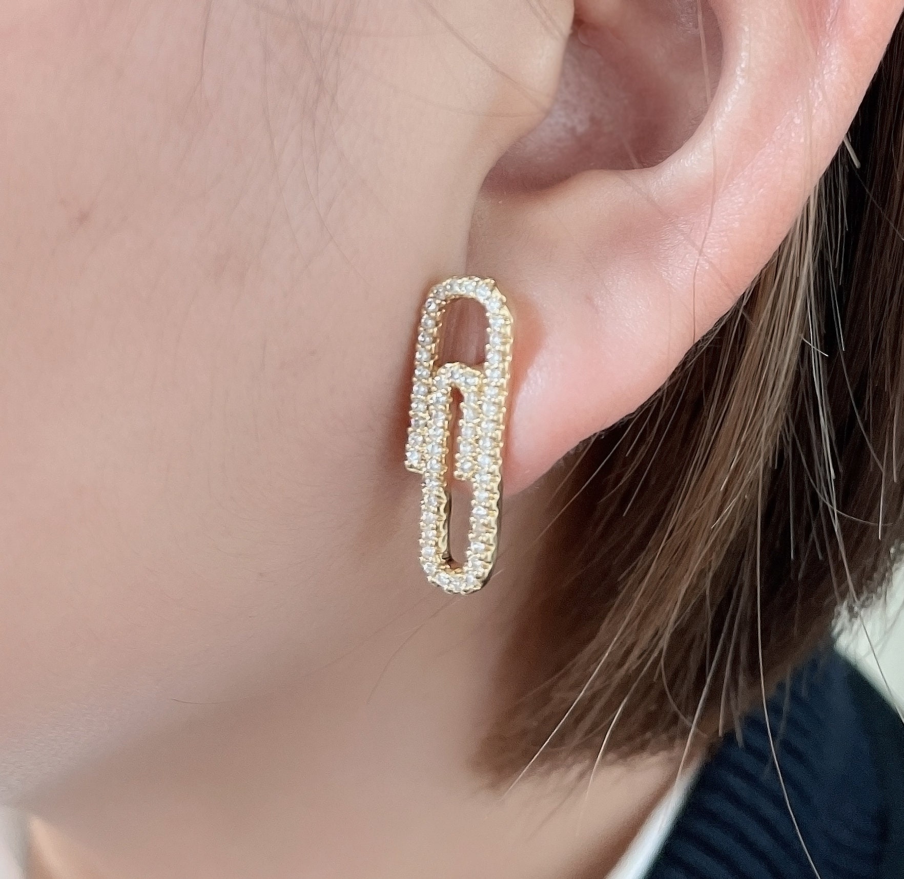 18K Gold Filled Paper Clip Earrings Dangle Paperclip Earring Etsy