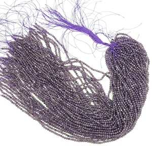 Amethyst Faceted Finest Natural Round Beads Micro Faceted Genuine Real Purple Amethyst Gemstone Beads 15.5&quot; Strand 2.5mm 3.5mm 4mm, PRP195B