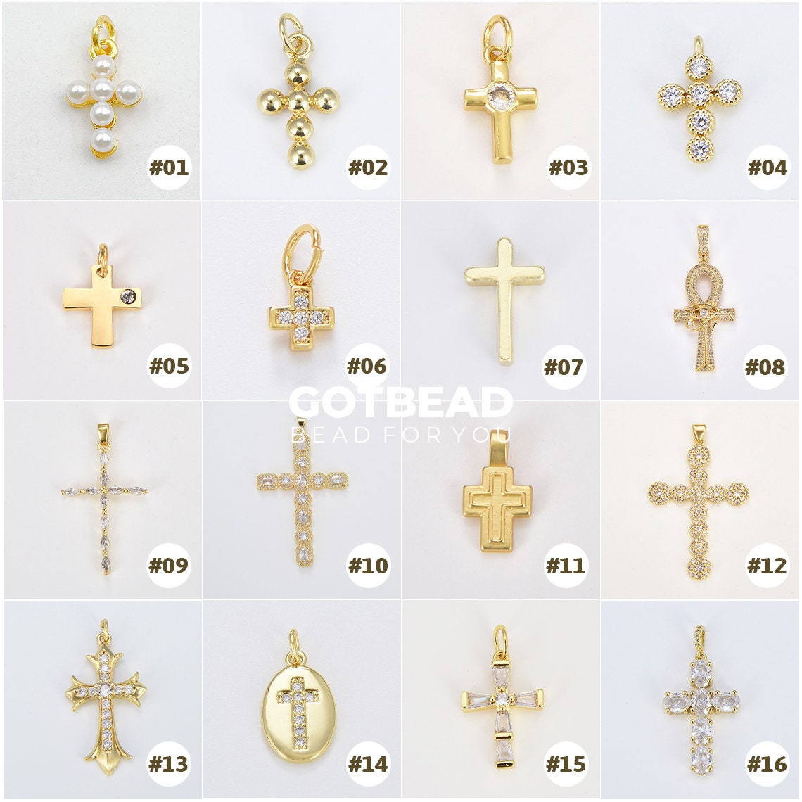 18K Gold Filled Cross Charm Pendant, Minimalist Simple Cross, Gold