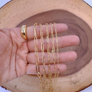 Paperclip Gold Chain by Yard Wholesale Bulk Roll Chain for Necklace Bracelet Earrings DIY Jewelry Making Supplies,  4/7/10/11/15mm, CH108