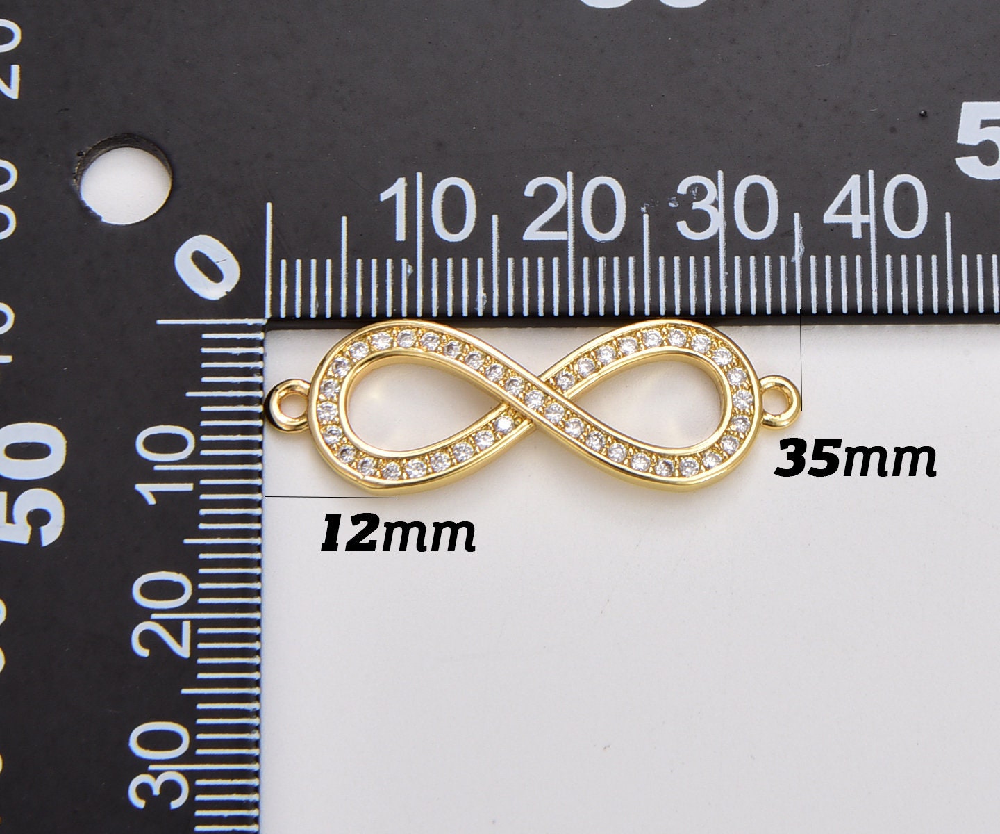 Infinity Symbol Connector CZ Micro Pave, 18K Gold Infinity Infinity Symbol Connector CZ Micro Pave, 18K Gold Infinity