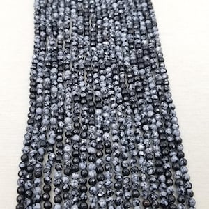 Snow Flake Obsidian Beads Utah Gemstone Full Strand, 4mm, PRP182