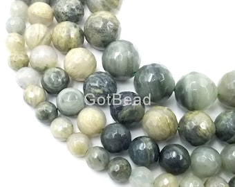 Natural Ocean Jasper Beads Faceted 8mm Round Beads Vibrant Green Yellow Red Brown High Quality Ocean Jasper Gemstone 15.5" Strand, GRN207