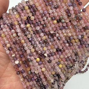 AAA Natural Super 7 Phantom Amethyst Cacoxenite 4mm Beads Faceted Double Hearted Star Cut 15.5&quot; Full Strand, PRP682