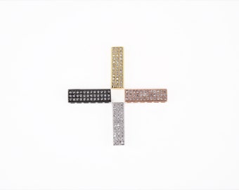 CZ Micro Pave Rectangle Spacer Beads, Cubic Zirconia, 18K Gold    Spacer Beads, Bar Spacer Beads, Rectangle Beads, 17x5mm,SP053-J0330