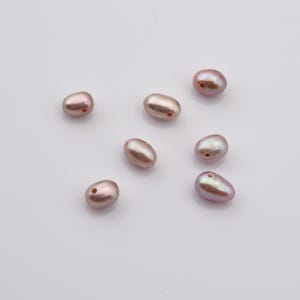 Perla ovalada de agua dulce auténtica, perforada en la parte superior, de 4 x 6 mm, pequeña cuenta de perla para la fabricación de joyas, cuentas de perla de grado 5A FWP059