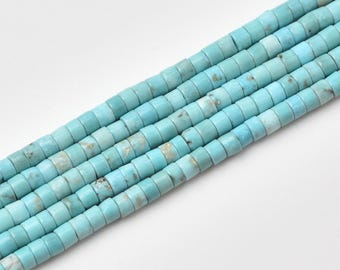 Arizona Turquoise Heishi Beads 3mm, Blue Gemstone Disc Bead Strand for Bracelets, Necklaces and Jewelry Making TUQ121