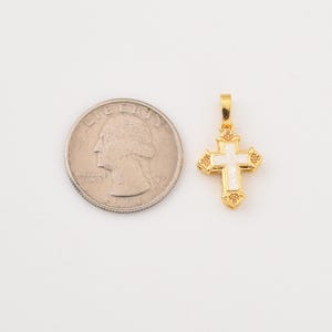 Gold Filled Cross Charm with Opal Inlay, Ornate Religious Pendant for Necklace, Christian Dainty Jewelry, Faith Gift for Her, CP2267