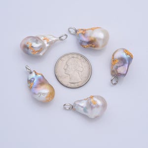 Sterling Silver 925 Freshwater Pearl Charm, Baroque Pearl Charm Big Bold Freeform Pearl Charm Pendant, CP2185