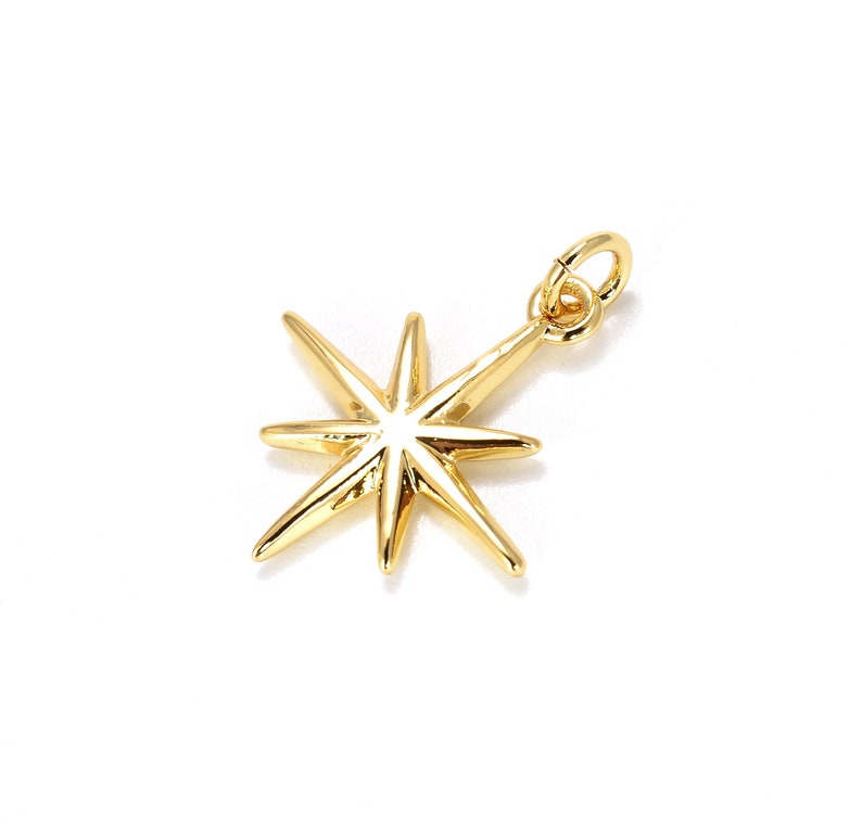 Micro Pave Star DIY North Star Charm CP485-J1014 22x18mm Jewelry Making Compass Pendant Gold Star Charm North Star Starburst Charm