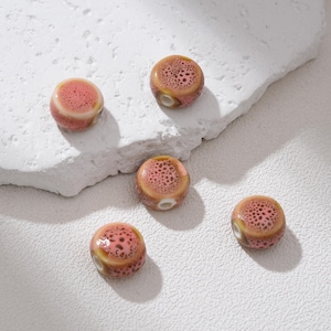 Flat Round Handmade Fancy Glazed Ceramic Porcelain Loose Crafts Beads for Jewelry Making DIY Findings 12x7mm, ORG252