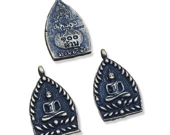 Thai Buddha Amulet Charm, Thai Amulet Pendant, Sitting Buddha Pendant for Necklace Bracelet Jewelry Making, CP2124