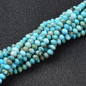 Faceted Turquoise Beads, High Quality Micro Faceted round, 4mm Genuine AAA Quality Gemstone Beads TUQ031