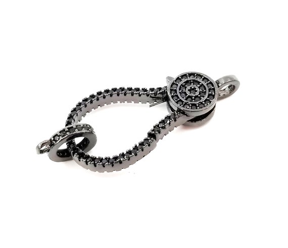 Black CZ Lobster Claw Clasp CZ Micro Pave, Lobster Clasw Clasp