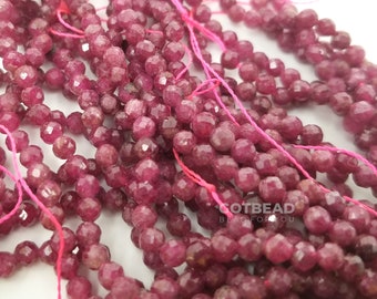 Natural Ruby Round Gemstone Beads Real Genuine Faceted High-grade Quality 2mm/3mm/4mm 15.5" Full Strand PRP384