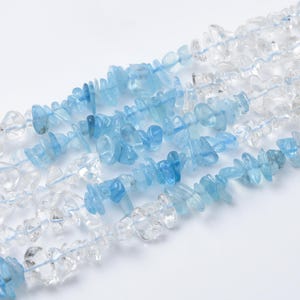 Natural Aquamarine Gemstone Chip Beads, Clear Crystal Chip Beads Strand, Irregular Shape DIY Bead, For Jewelry Making, Necklace Beads GRN554