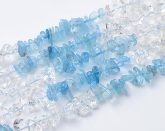 Perline di pietra preziosa acquamarina naturale, filo di perline di cristallo trasparente, perline fai da te di forma irregolare, per la creazione di gioielli, perline per collane GRN554