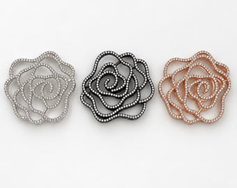 Large Rhinestone Rose Bead, Pave Floral Spacer Bead, Large Rose Flower Jewelry Finding, Decorative Bead for Jewelry Making, BD661A