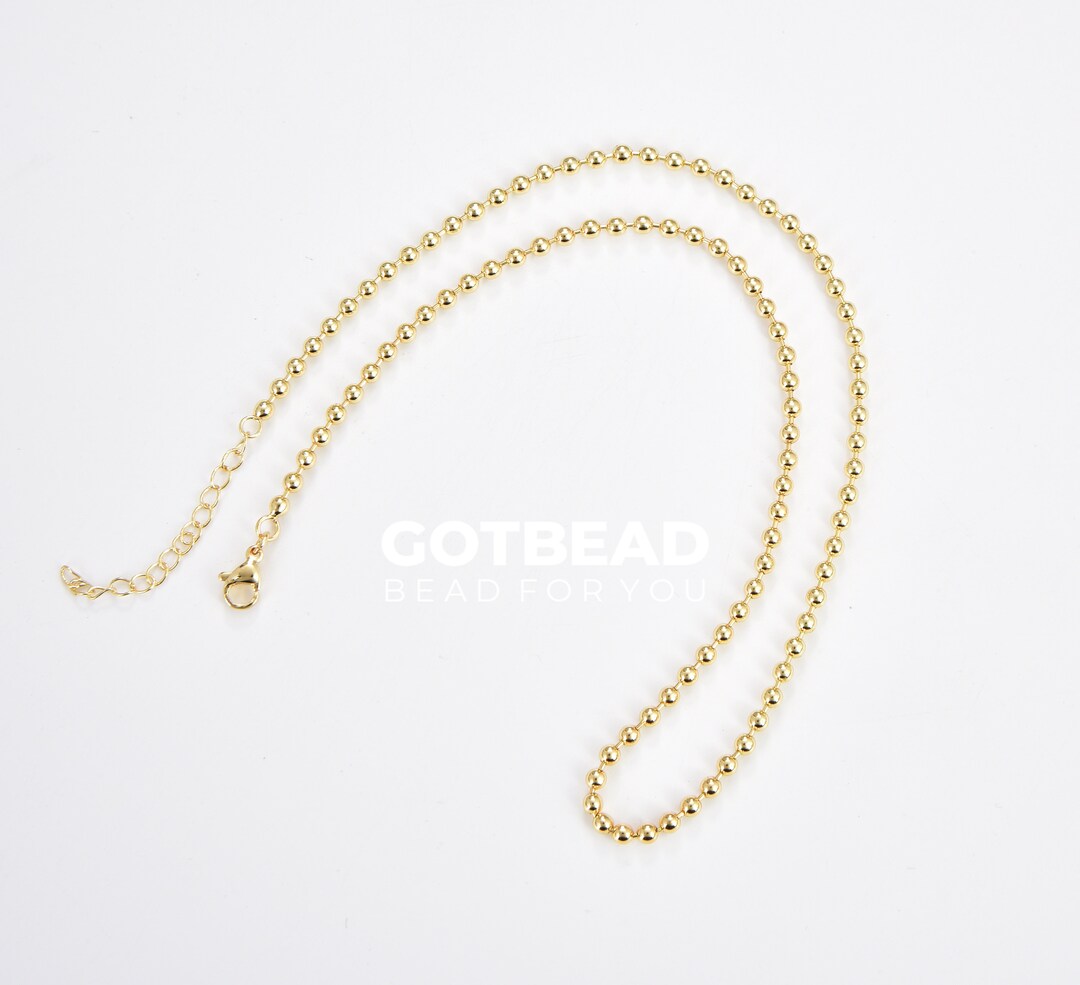 1pc Ready to Use Gold Bead Necklace Chain, 18 Gold Filled Ball Chain