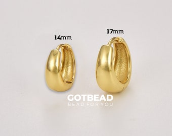 1 pair Thick Huggie Hoop Earrings, Gold Filled Hoop Earrings, Dainty Hoop Earrings, Gold Huggie Hoop, Chunky Gold Hoop, Round Hoop, ER233