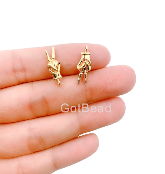 24K ゴールドフィルド ピース ハンド サイン チャーム ペンダント