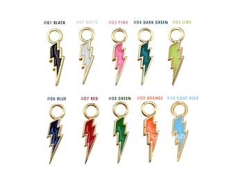 14K Gold Filled  Bolt Enamel Thunder Lightning Charm Sign Pendant Different Colors Bolt Charm 20x5mm CP1212