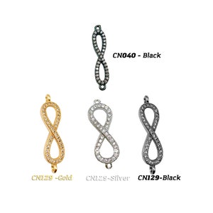 CZ Micro Pave Infinity Symbol Connector, Cubic Zirconia Charm for Bracelet or Necklace, Infinity Link Jewelry Making | CN040|CN129