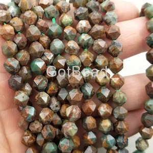 African Green Opal Faceted Gemstone Grade AAA, Star Cut Opal Beads, Opal Gemstone, Diamond Cut Faceted Gemstone, 8mm, 10mm, GRN169-A605