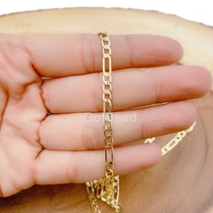 3mm Figaro Chain 24k Gold  Figaro Chain Flat Figaro Chain Jewelry Chain Sold by the Yard for Necklace Bracelet Anklet Supply, CH156