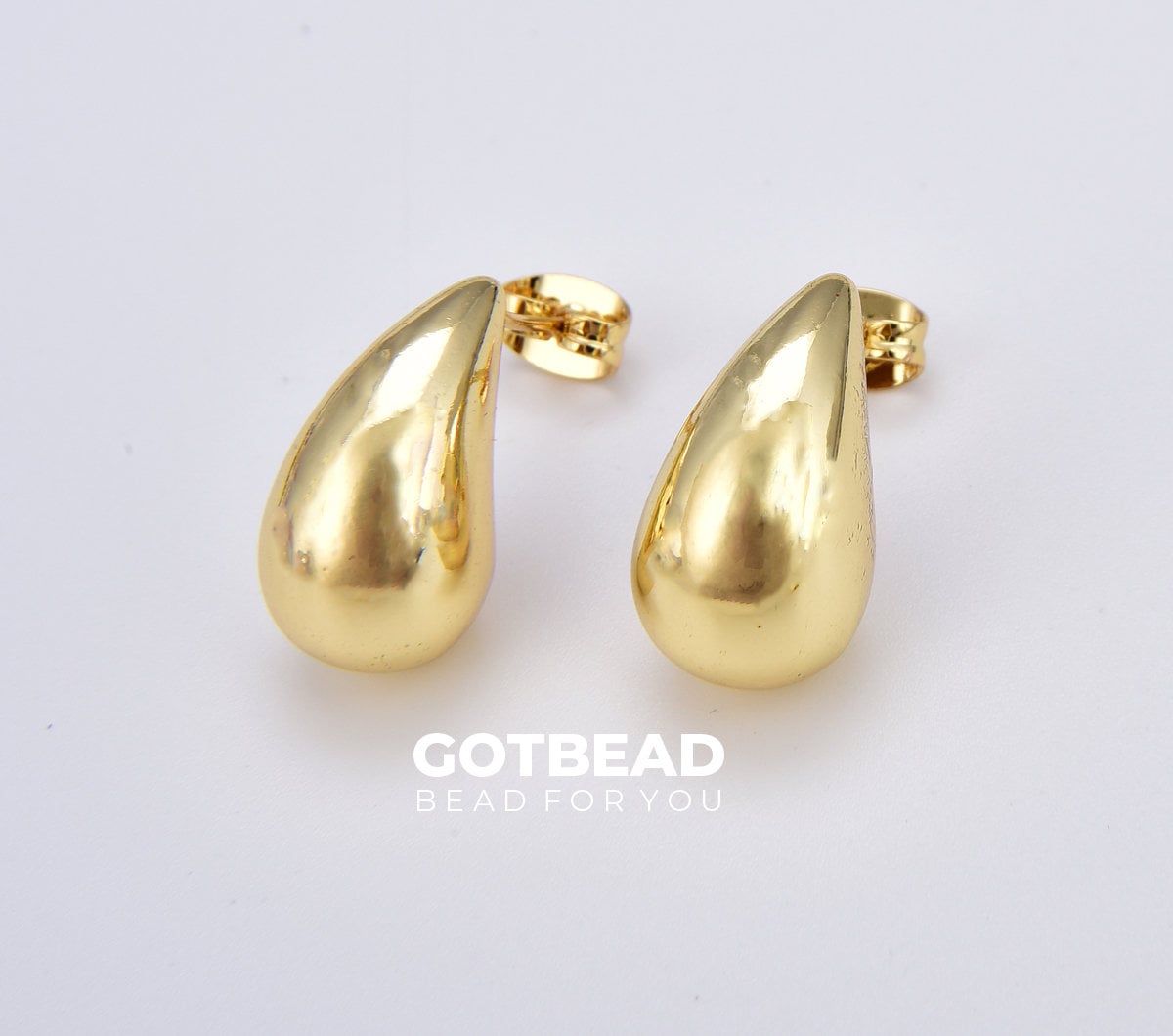 1 Pair Teardrop Minimalist Stud Earrings, Gold Filled Chunky
