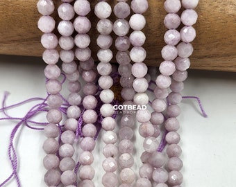 Hoge kwaliteit paarse kunzite facetgeslepen edelsteen ronde kralen, paarse kunzite armband ketting, hart en kroonchakra kunzite steen 6mm, PRP762