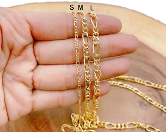 18K Gold Figaro Chain by Yard, Gold  Cable Figaro Chain by Foot, Wholesale bulk Roll Chain for Jewelry Making, 2.5/3.8mm/5.8mm, CH217