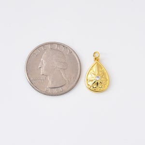 Teardrop Star Charm, Gold Filled Star Burst Pendant for Necklace Bracelet Jewelry Making Supply, North Star Drop Charm, 16x10mm, CP2109
