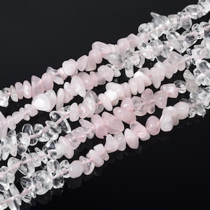 Natural Rose quartz Gemstone Chip Beads, Clear Crystal Chip Beads Strand Irregular Shape DIY Bead, For Jewelry Making, Necklace Beads GRN569