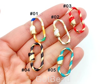 Enamel Oval Screw Clasp, Screw Clasp Carabiner Lock, Interlocking Clasp, Enamel Oval Lock, Oval Shaped  Screw Clasp, 25x13mm, CL341-A1112