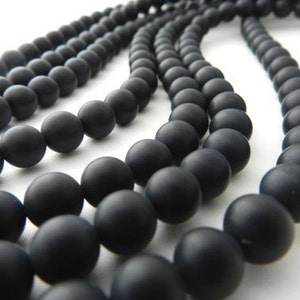 Black Onyx Matte Round Beads 4mm 6mm 8mm 10mm Approx 15.5&quot; Strand Wholesale