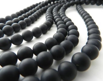 Wholesale!! 6-8-10mm Noir Dépoli Agate Onyx Gem Round Loose Bead 14" Wholesale!! 6-8-10mm Noir Dépoli Agate Onyx Gem Round Loose Bead 14"