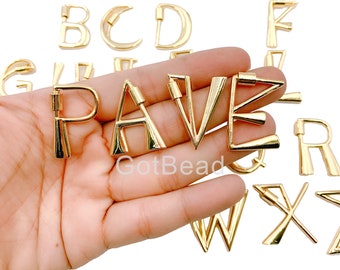 Initial Letter Screw Lock Clasp Alphabet Letters Carabiner Gold  Lock 22K Gold  Interlocking Clasp 29x24mm CL427