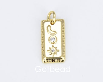 繊細な天体バーペンダント、18Kゴールドムーンスターチャーム