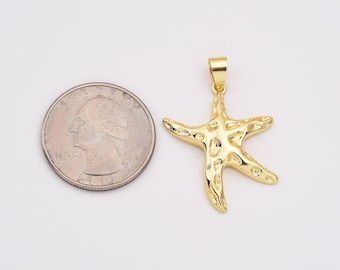 Gold Starfish Charm, Gold Filled Sea Star Pendant, Starfish Charm for Bracelet Necklace DIY Jewelry Making Supply Fish Ocean Beach, CP2133