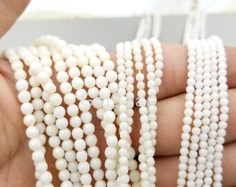 Coral Rondelle Bead Facettes et Round Smooth Gemstones, Coral Jewelry, Coral Beads, Coral Gemstone, White Coral Bead, 4mm, 3mm, GRN155-A605