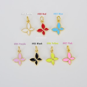 Ciondolo con ciondolo a forma di farfalla smaltata, piccola farfalla delicata rosa bianca rossa, ciondolo con smalto riempito in oro 14K per gioielli braccialetto collana, CP1096