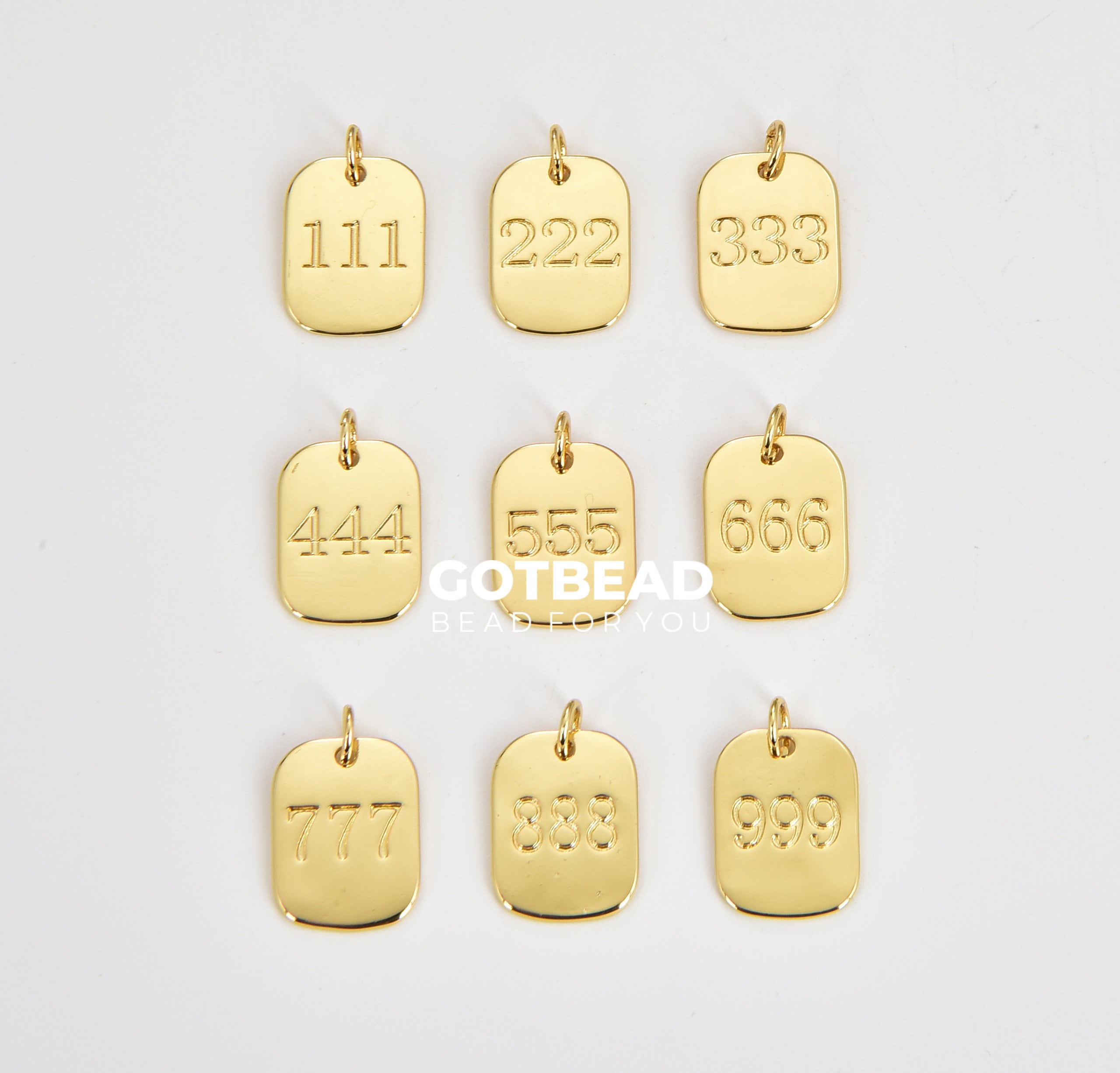 Dainty Gold Filled Angel Number Charm Mini Tag Lucky Number for