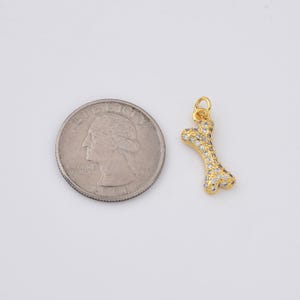 Gold Filled Bone Charm Pendant, Dainty Micro Pave CZ Dog Bone Charm for Necklace Bracelet Jewelry Making Suppy, Pet Lover Gift, CP161