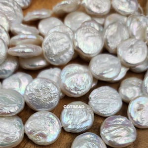 AAA Natural Freshwater Pearl Beads, 17mm Coin Shape Beads, Beautiful Natural White Fresh Water Pearl Bead, PRP830