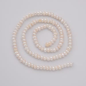 Botón de perla de agua dulce natural, rondelle, perlas genuinas de agua dulce de grado 6A para joyería, 4 mm, FWP067