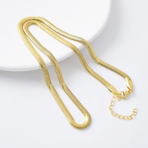Ready to Use Gold Filled Snake Herringbone Necklace Chain, Layering Chain Bold Necklace for Pendant Charm Necklace Making, 4mm, NL005